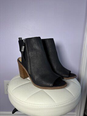 Circus by Sam Edelman Kammi Zip Open Toe Booties Block Heel Size 7.5
